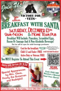 Victory For Vets - Breakfast with Santa | Saturday, Dec. 13 From 9am-12pm. Active Duty/Veterans Eat Free